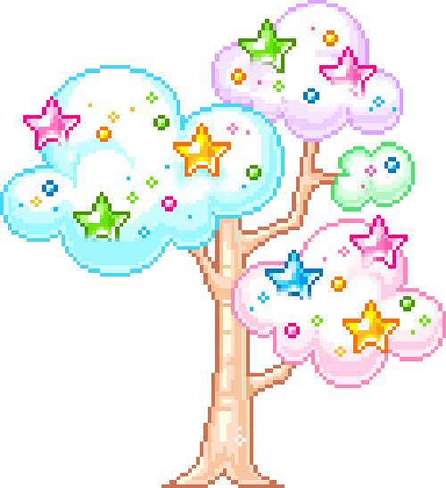 pixel star cloud tree